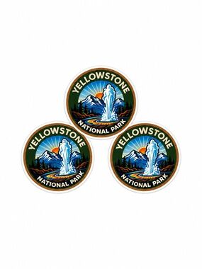 Yellowstone National Park Stickers Set of 3, 3 Inch Waterproof Vinyl Decals for